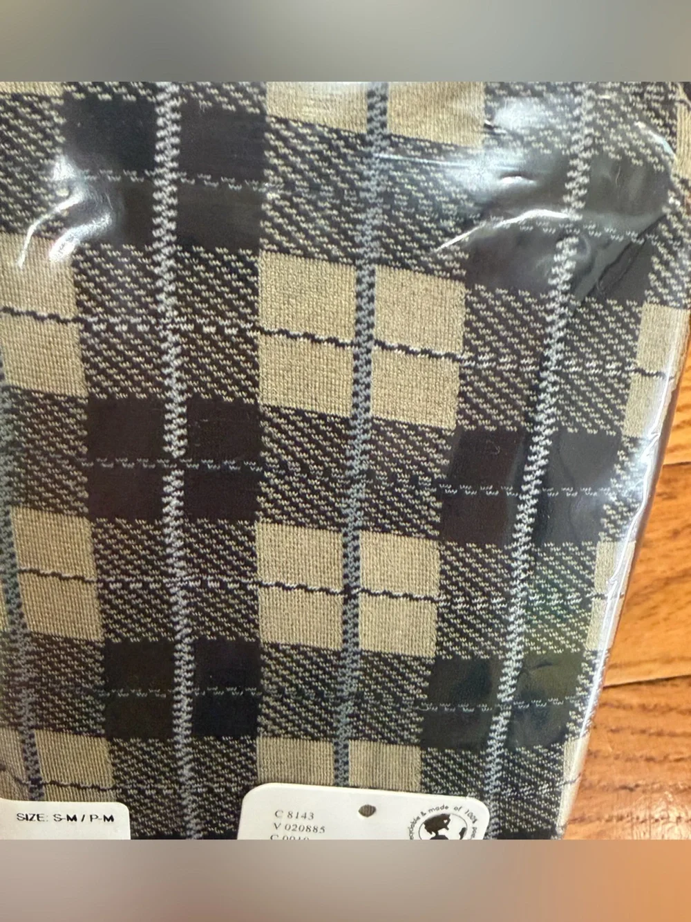 NWT new free people small medium highland hues tartan tights plaid black tan